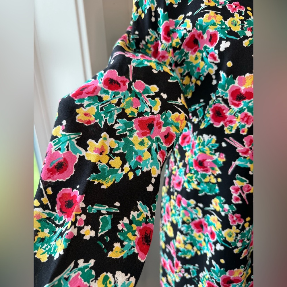 Norton McNaughton Vintage Floral Open Blazer Black Shoulder Pads Women Size 10 - Picture 6 of 6